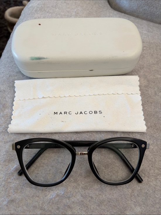 Marc Jacobs Accessories - Marc Jacobs Black Round-Edge Acetate Optical Glasses with Silver Bridge